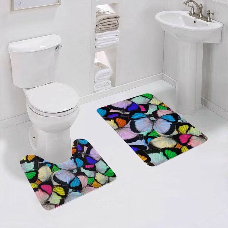 Set extra zachte badkamer tapijten en badmatten multicolor, 50 x 80 cm