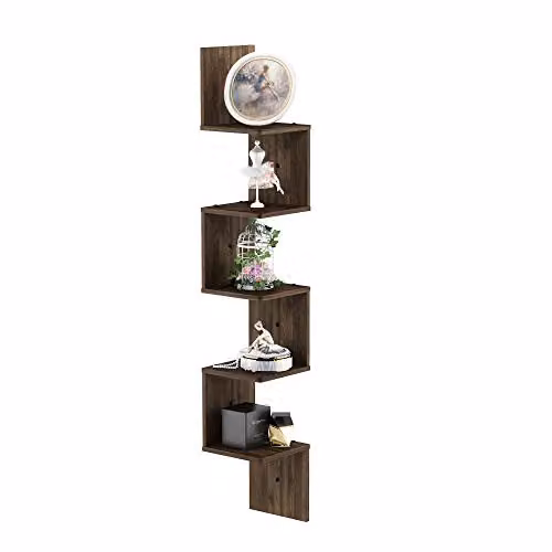 Furinno Wandgemonteerde Hoekplanken, Hout, Espresso
