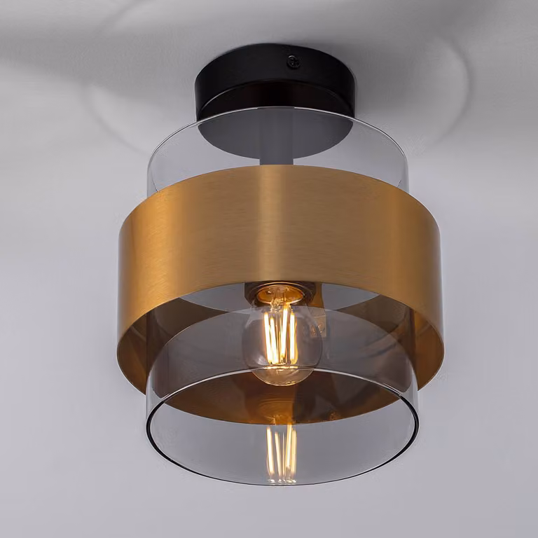 Lyora Sianna Plafondlamp zwart met goud, Ø 18 cm