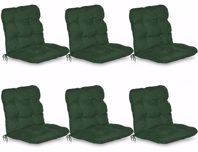 Beautissu Flair NL 6-delige set lage rugleuning kussens met koorden, donkergroen, B: 100 cm, D: 50 cm, H: 8 cm
