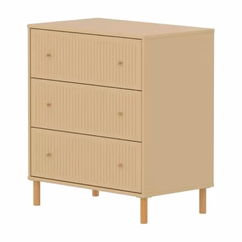 Flexa SAGA ladekast met 3 laden en gegroefde fronten, zandbeige, B/D/H: 75 x 45 x 84 cm