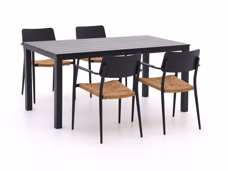 Bellagio Diningset voor 4 personen, antraciet, aluminium en rattan
