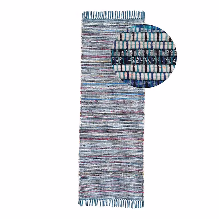 home24 Loper Kelim Chindi Vloerkleed Blauw B: 60 cm, L: 180 cm