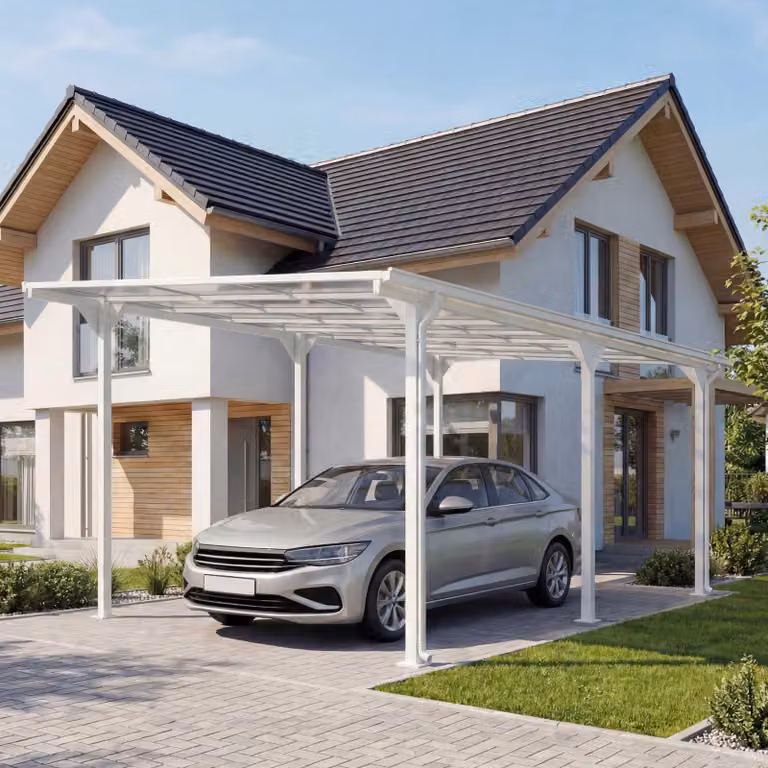 Mendler Aluminium carport HWC-O23 wit met polycarbonaatdak, B/D/H: 6 x 3 x 2,5 m