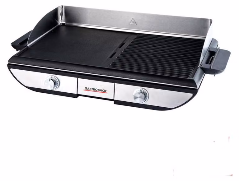 Gastroback Design Advanced Pro BBQ elektrische barbecue in zwart roestvrij staal met rooster en bakplaat