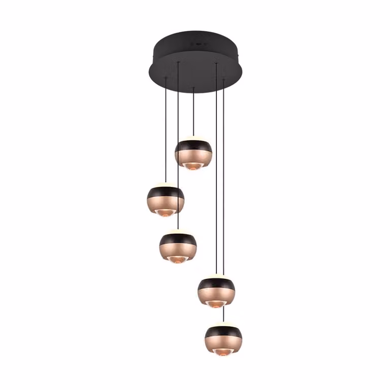 Trio Design hanglamp Orbit 5-lichts rond zwart metalen
