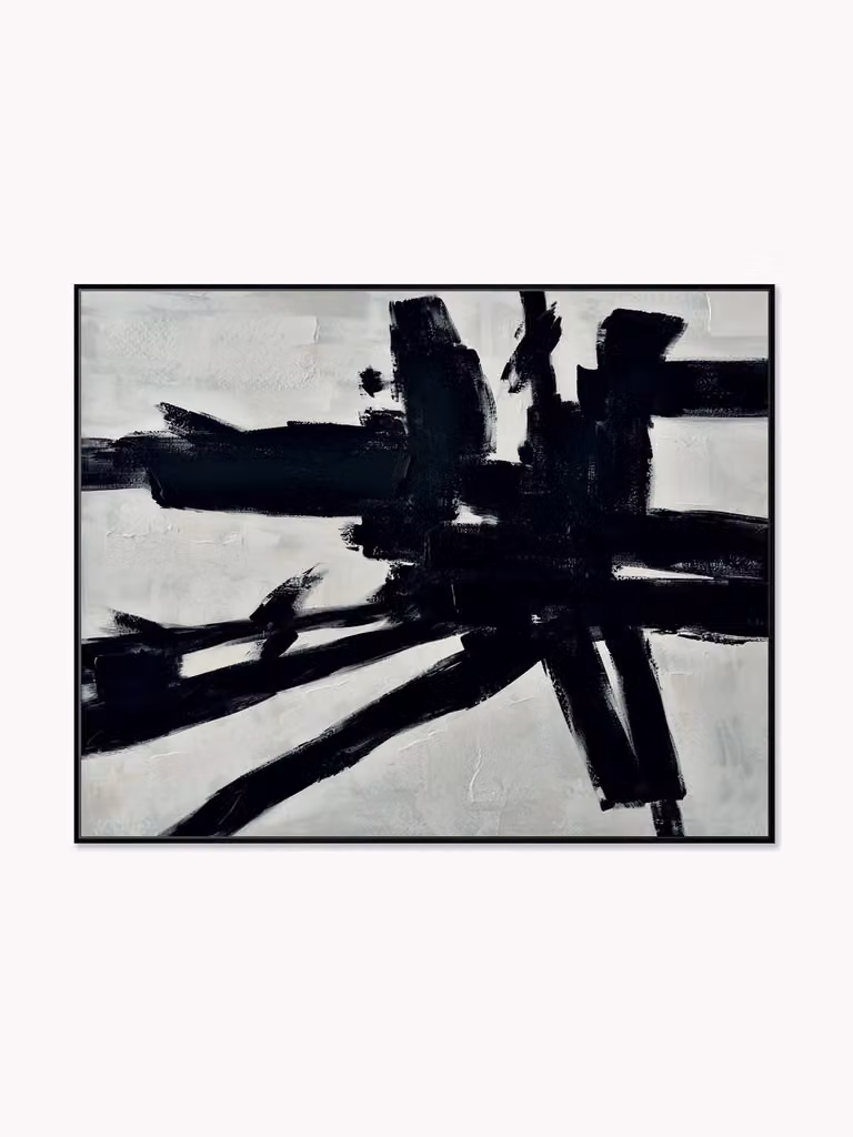 Handbeschilderde canvasdoek Omaggio A Kline met houten frame