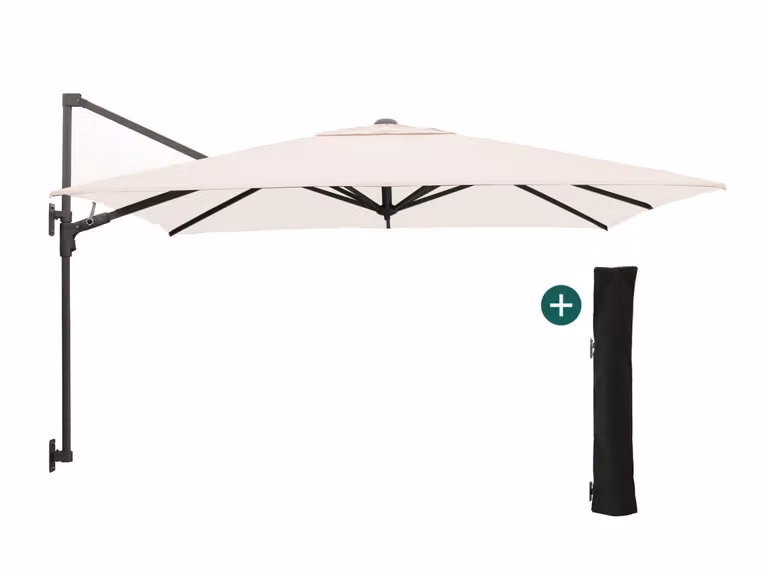 Shadowline muurparasol beige inclusief hoes voor balkon