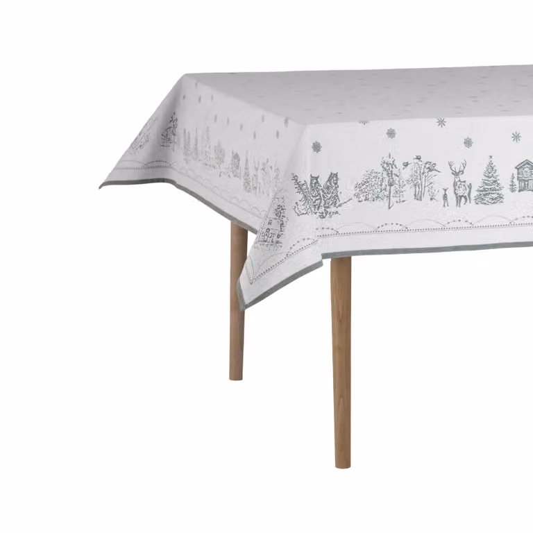 Wik & Walsøe Julemorgen tafellaken Wit-groen, B: 140 cm, L: 340 cm
