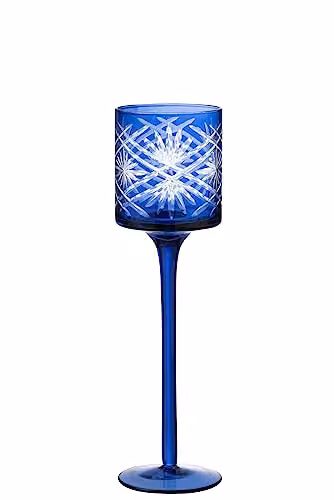 J-Line Santorini theelichthouder op voet - blauw - klein
