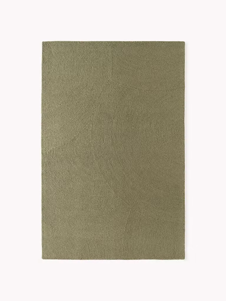 Westwing Collection Eleni handgetuft rond wollen vloerkleed met geometrisch patroon
