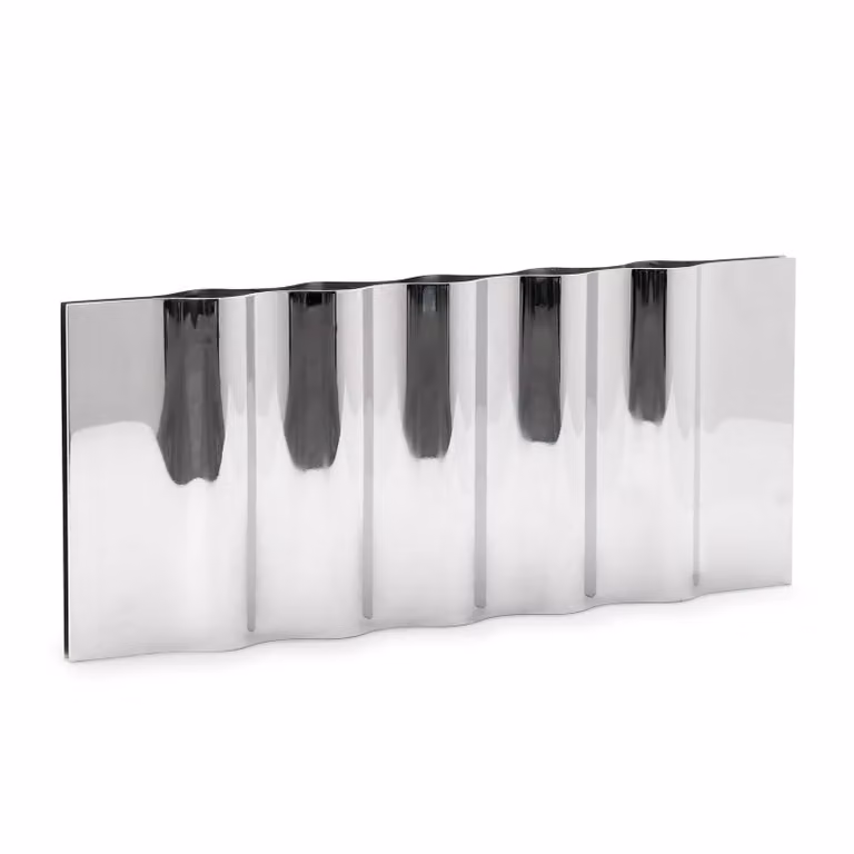 New Works Ripply kandelaar in zilver metaal voor stompkaarsen