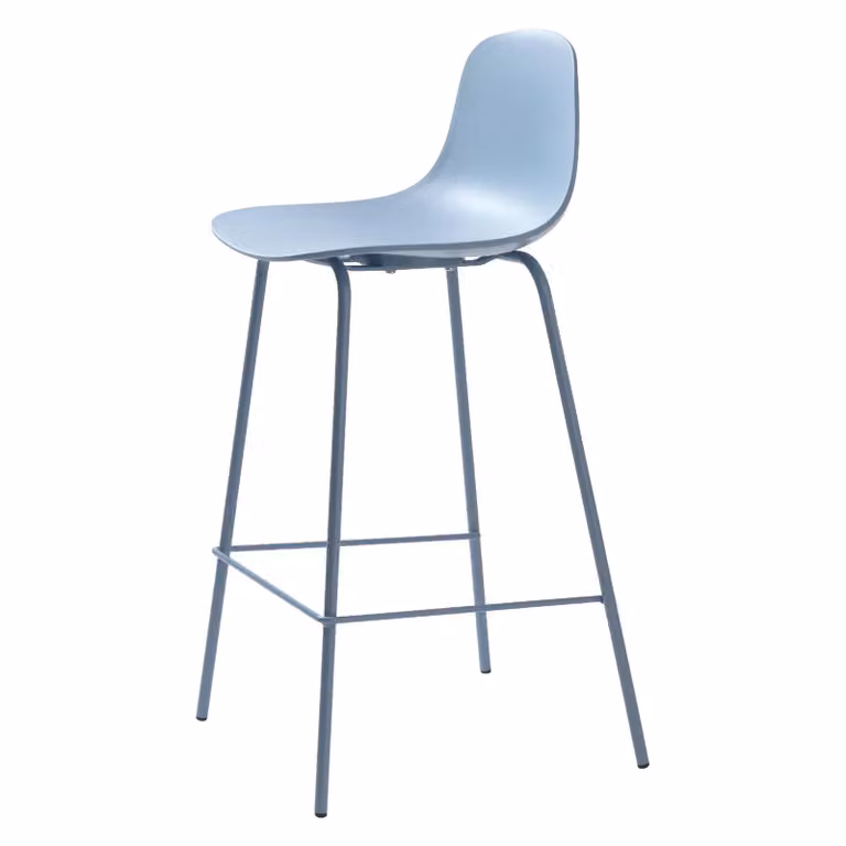 Set van 2 Nest of Nora Barstoelen met rugleuning Zoey - Blauw - Met metalen frame