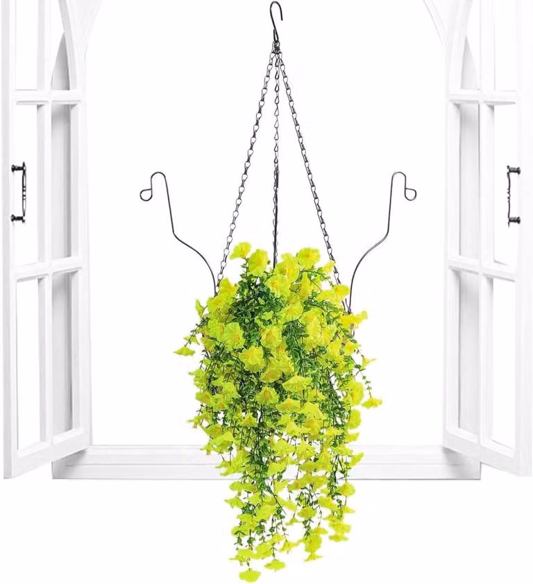 Kunstbloemen met mand voor decoratie - Geel - B/D/H: 234 x 199 x 199 cm