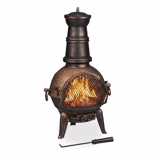 Relaxdays Tuinhaard Brons van Gietijzer en Staal, H x B x D: 86 x 46 x 38 cm