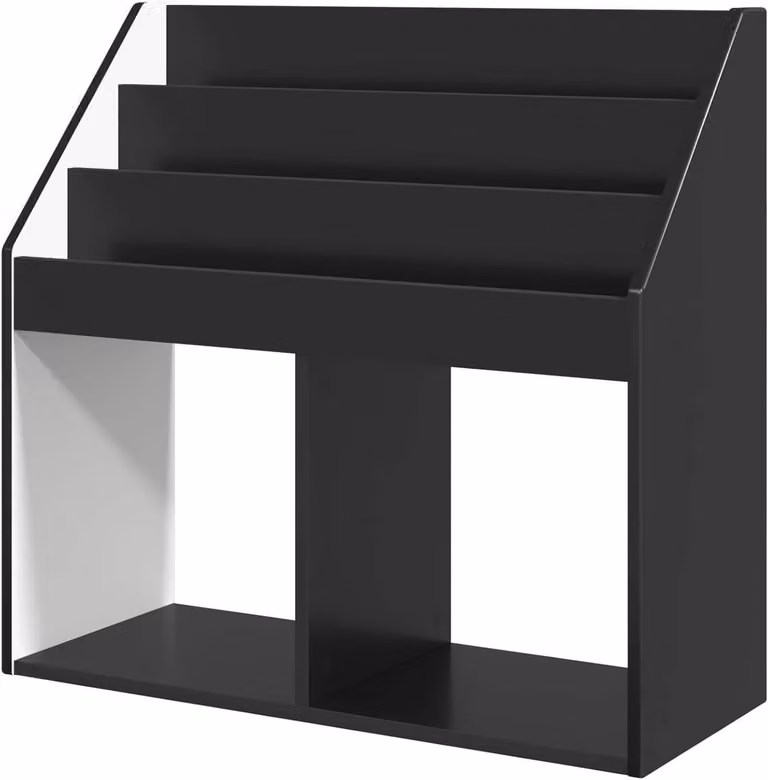 Zwart Kinder Boekenrek van Hout - Vrijstaand Opbergrek voor Speelgoed - Breedte: 72,5 cm