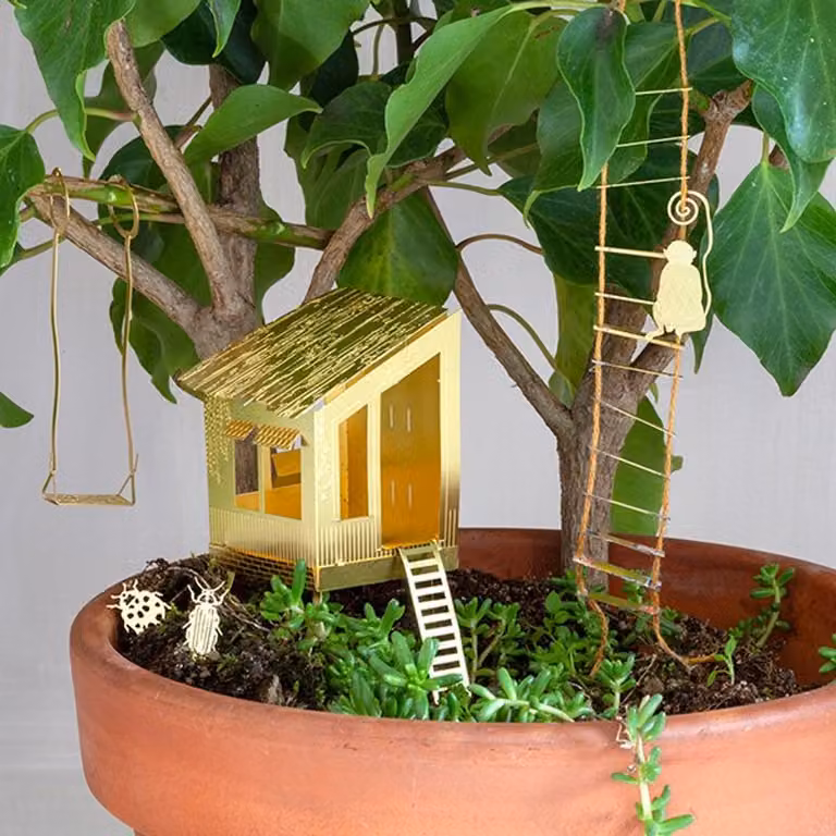 Botanopia Tiny Treehouse Boomhut Kamerplant Decoratie - Messing Goudkleurig - DIY pakket