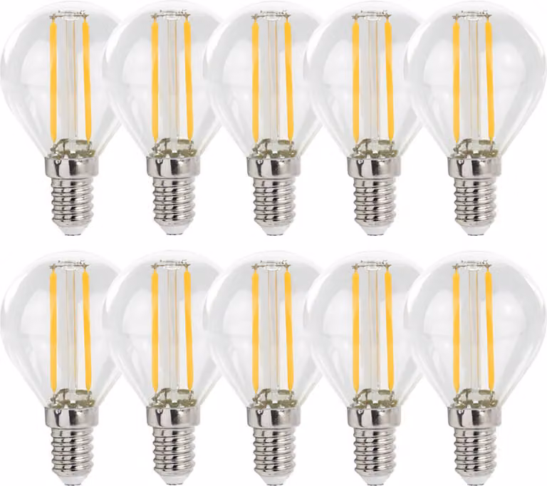 Spectrum Set van 10 LED filamentlampen G45 E14 1W Warm Wit 2700K Helder Glas