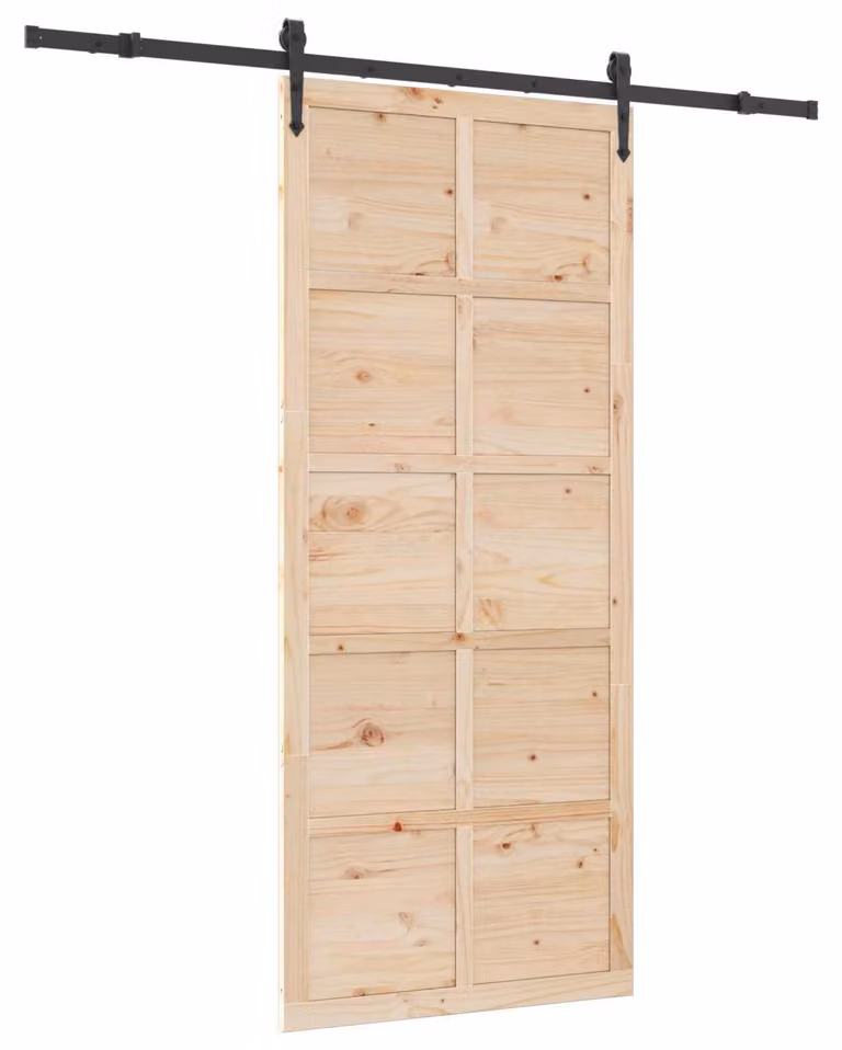 vidaXL Schuifdeur van massief grenenhout, naturel, B: 90 cm, H: 208 cm