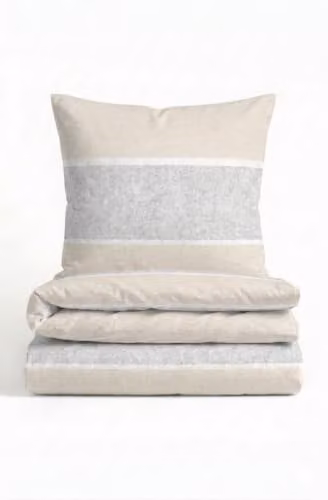 Biberna Melange-Flanell beddengoed set met blokstrepen, beige, 135 x 200 cm en 80 x 80 cm