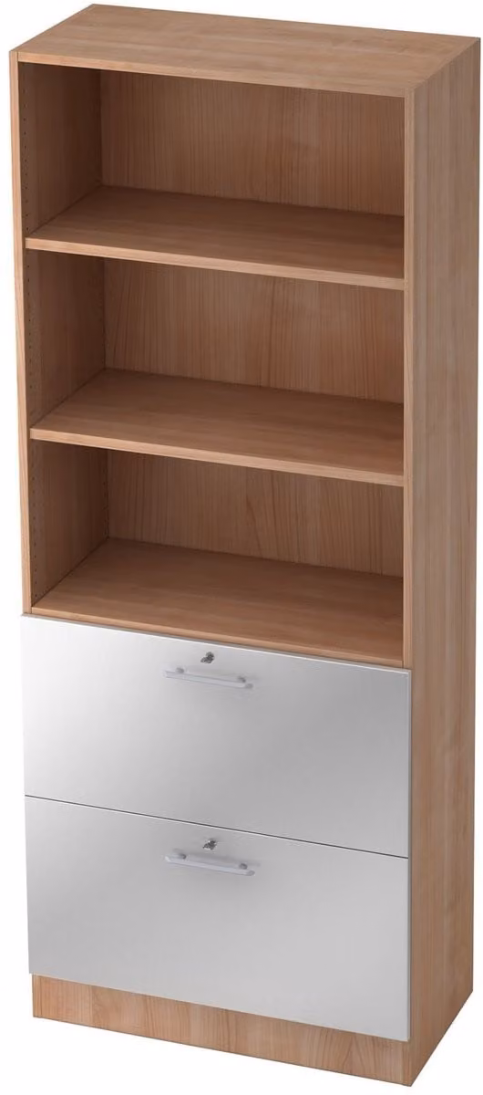 HJH Office SIGNA G 7300 RE Walnoot / Zilver Vrijstaande Kast voor Leverarchiefmappen