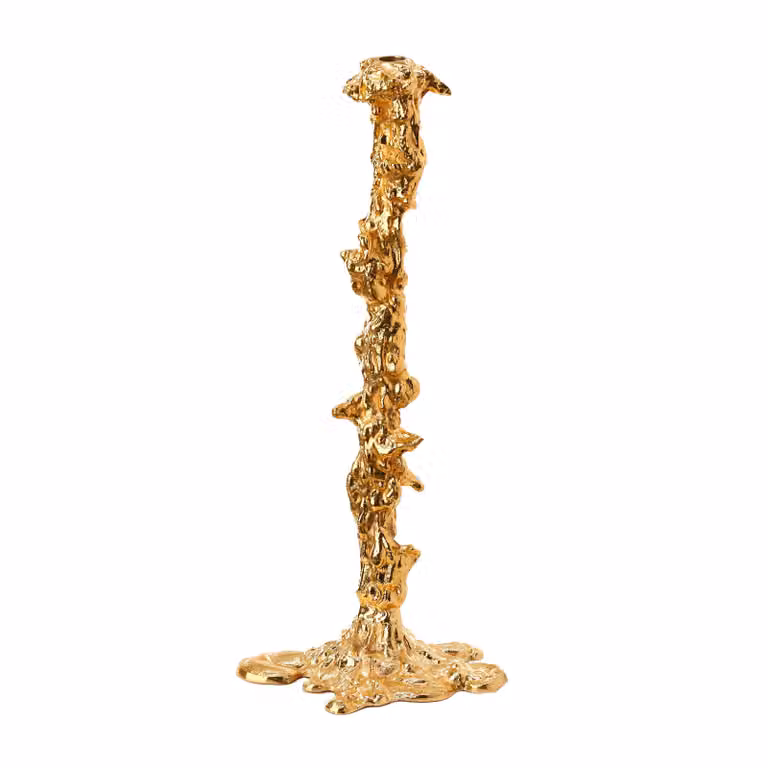 POLSPOTTEN Drip kandelaar XXL 50 cm Goud voor stompkaarsen of kaarsjes