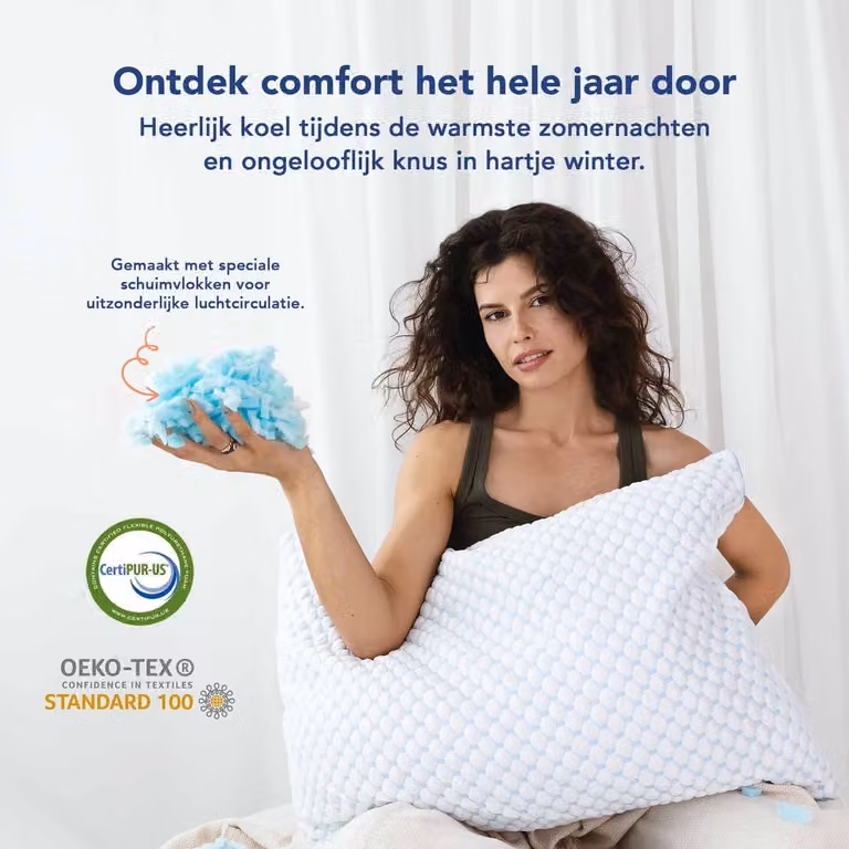 MKS Wolkenkussen Premium Traagschuim - Ergonomisch en Verstelbaar - 80 x 80 cm