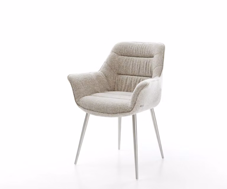 DELIFE Eetkamerstoel modern beige met zilverkleurig metalen onderstel
