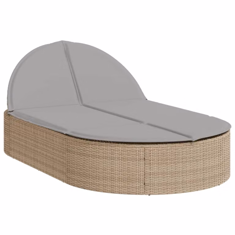vidaXL Dubbele ligbed met kussens, beige, polyrotan