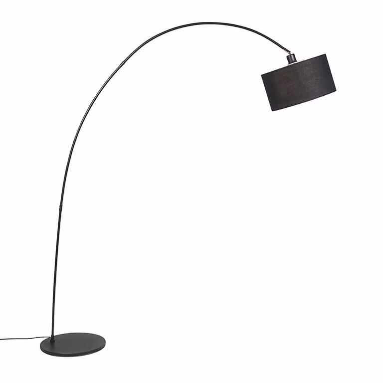 Qazqa Smart Booglamp Zwart met Wifi en Ledlamp - Dimbaar en Compatibel met Google Assistant en Amazon Alexa