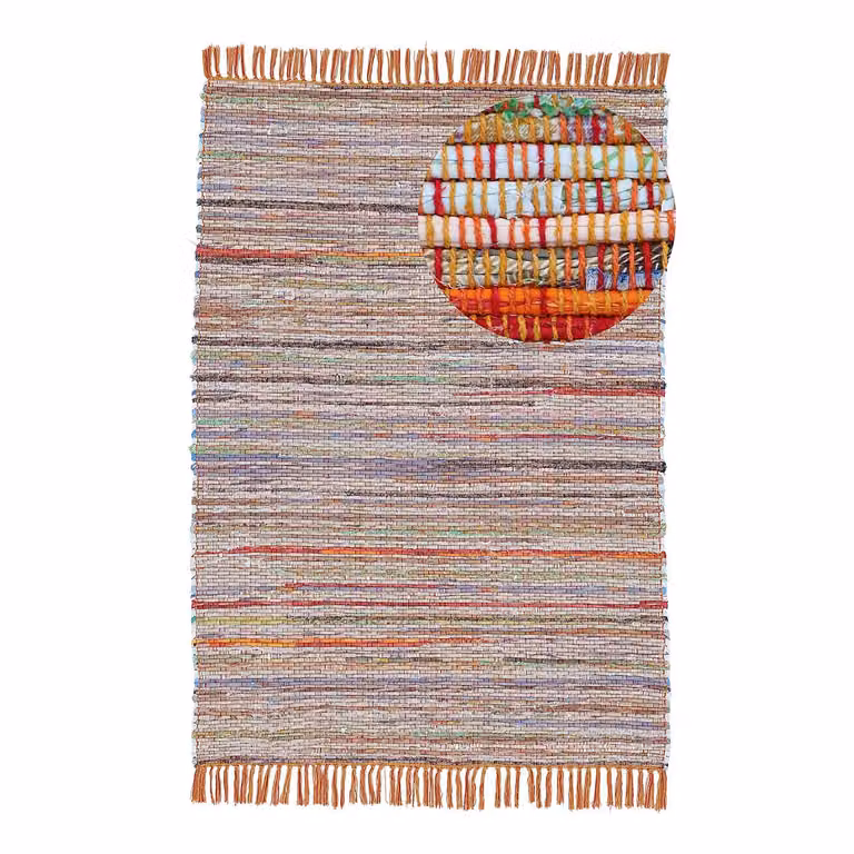 home24 Kelim Chindi katoenen vloerkleed oranje/multicolor B: 60 cm, L: 110 cm