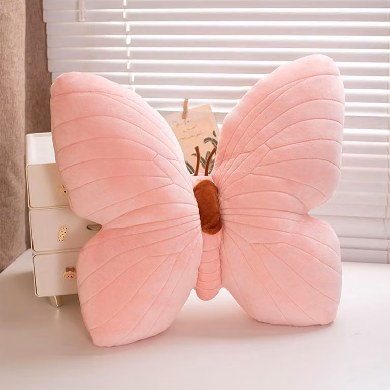 Pluchen Vlinder Kussen – Schattig Knuffeldier en Decoratief Sierkussen voor Bank en Slaapkamer, Roze, 40 cm
