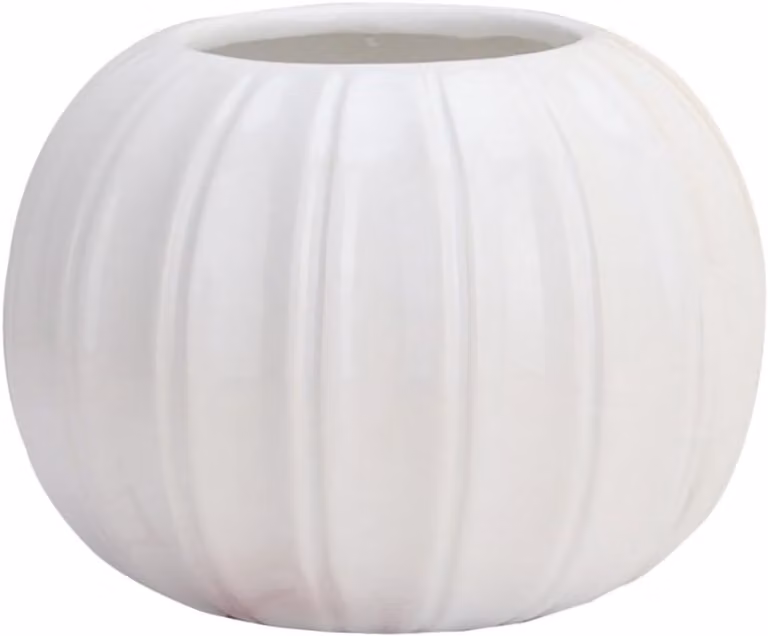 Keramische Pompoenvase Wit - Decoratieve Bloempot voor Herfst Tafelversiering - B/D/H: 15 x 15 x 11 cm