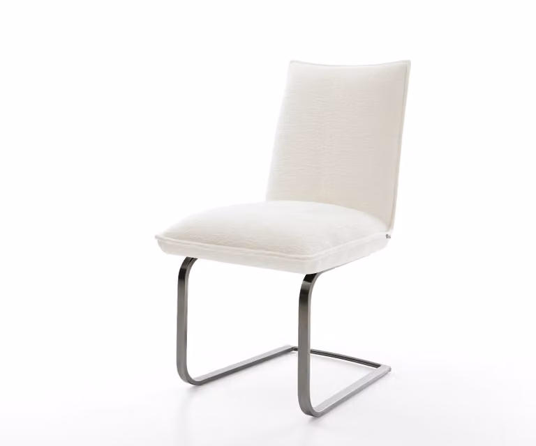 DELIFE Lelio-Flex Sledemodel Stoel met Bouclé Bekleding in Beige en Grafiet met Pocketveer Kern