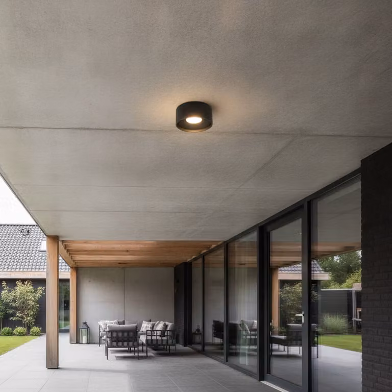 Artdelight Plafondlamp Oran zwart rond aluminium