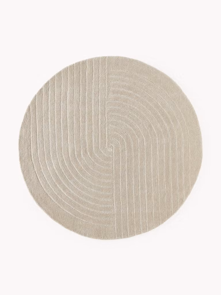 Westwing Collection Rond wollen vloerkleed Mason met geometrisch design