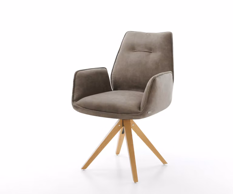 DELIFE Eetkamerstoel Beige Microvelours met Houten Frame en 360 graden Draaibaar Mechanisme
