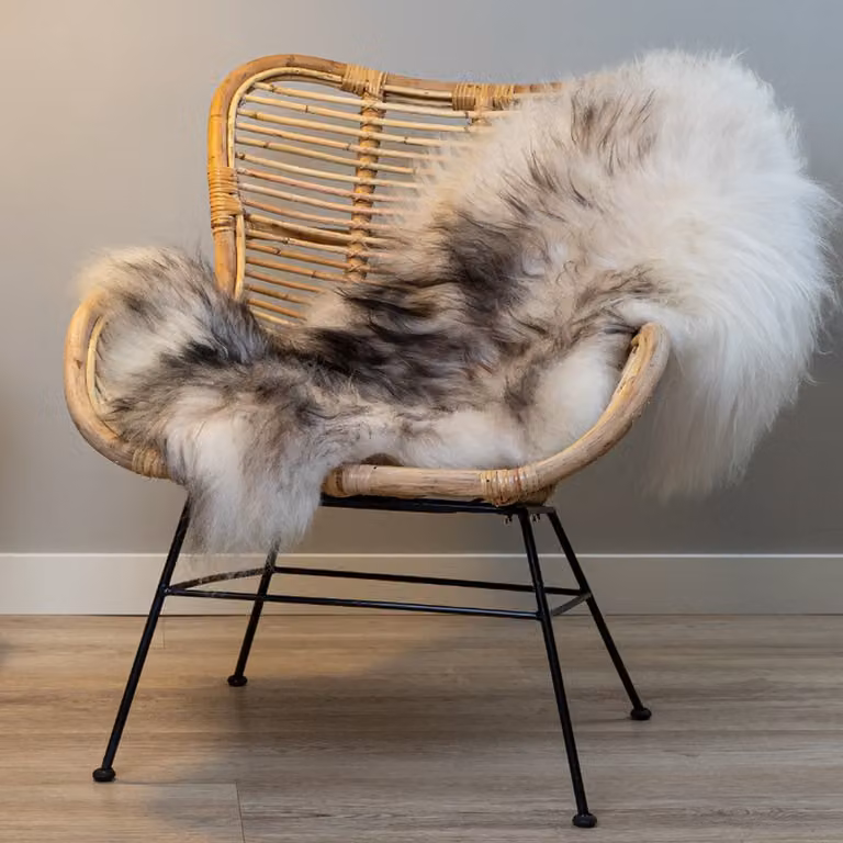Natuurlijke IJslandse Schapenvacht WOOOL - Wit Zwart - XL - 115 x 65 cm