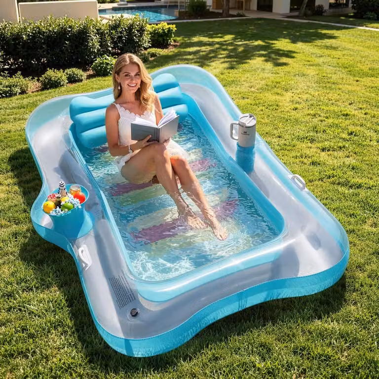 Opblaasbaar Loungemeubel Mintgroen en Zilver met Bekerhouder - 210 x 128 cm