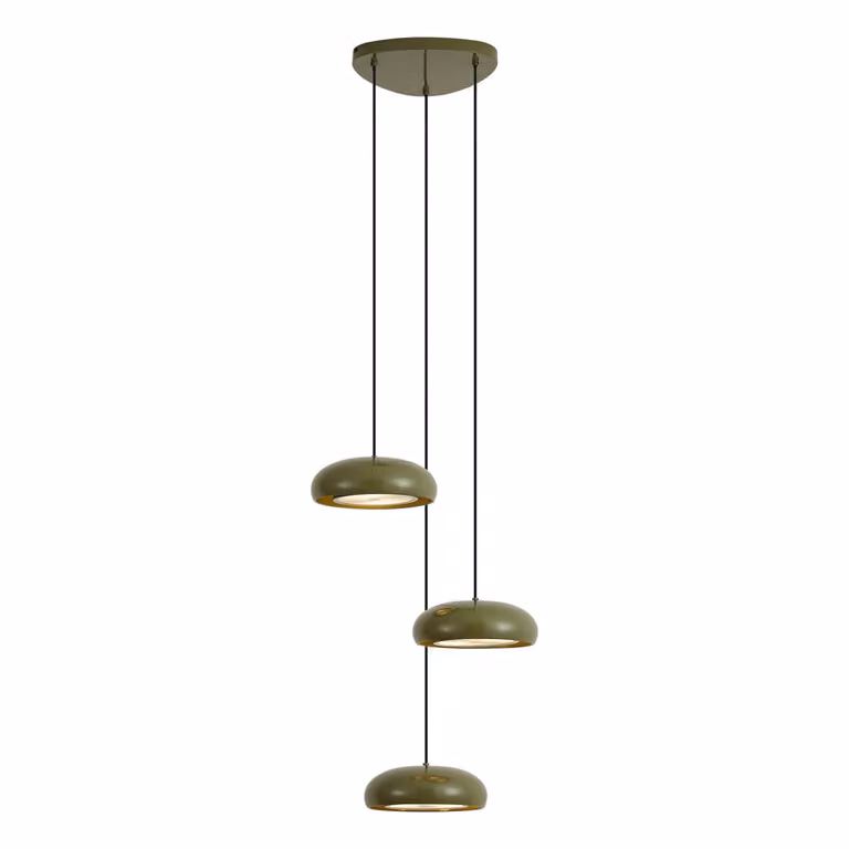 Qazqa Retro Hanglamp Groen met Metalen Kap - 6-Lichts - Dimbaar en Verstelbaar