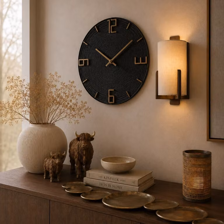Light & Living Wandlamp Litto Rond - Donkerbruin/Beige - H 36 x B 22 x D 18 cm