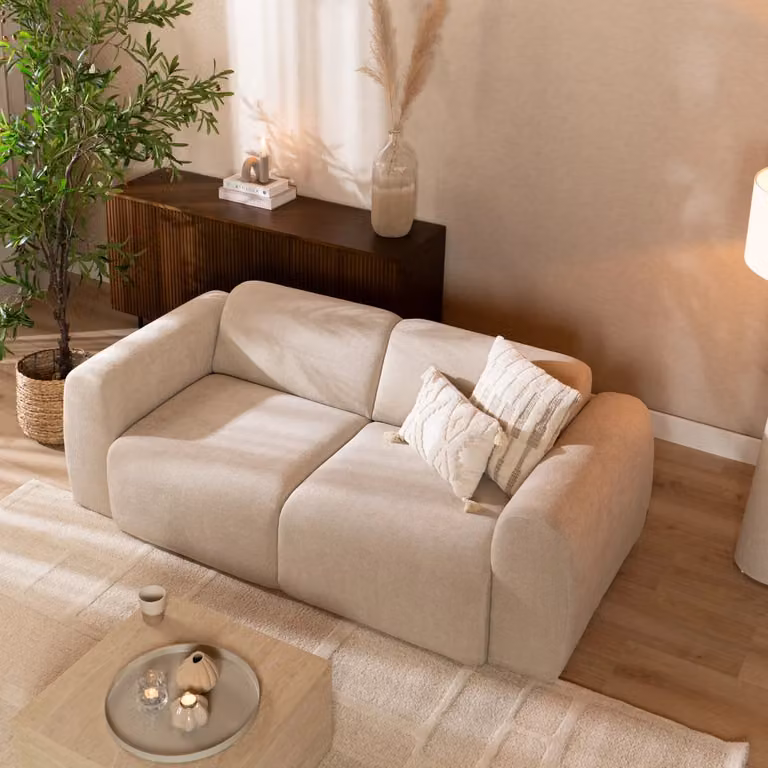 Bronx71 2,5-zits bank Maine in beige chenille stof