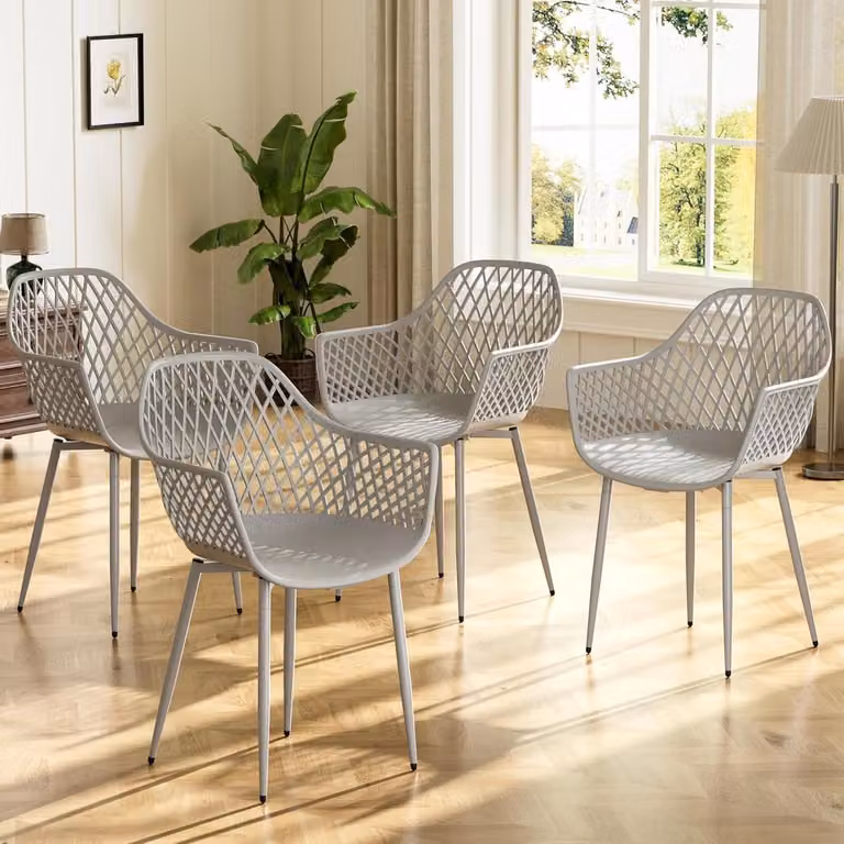 Set van eetkamerstoelen met armleuningen in grijs, B/D/H: 44 x 44 x 85 cm