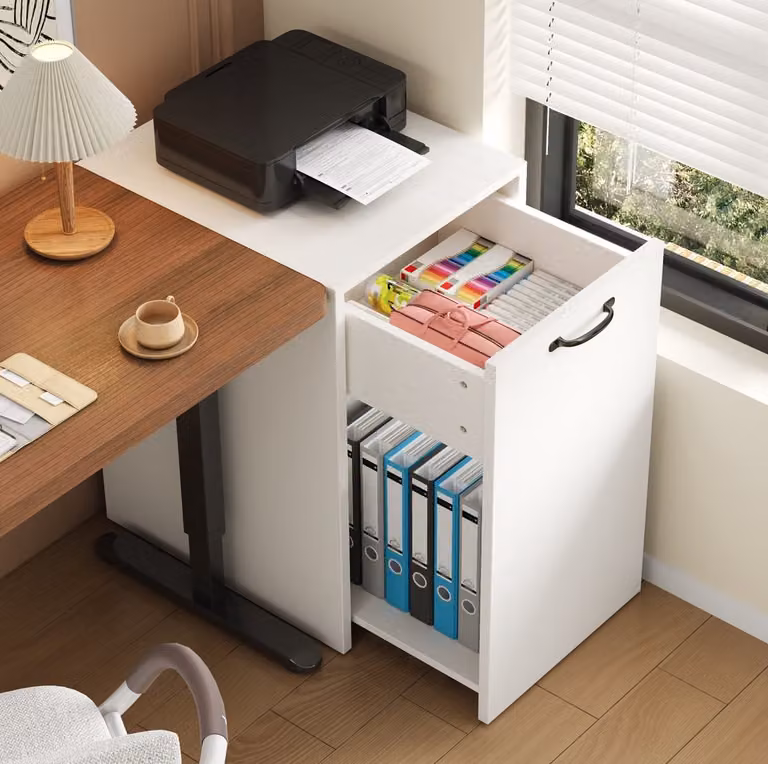 Mivray Rollcontainer met wielen en lade met open vak, wit, B: 35 cm, D: 40 cm, H: 70 cm
