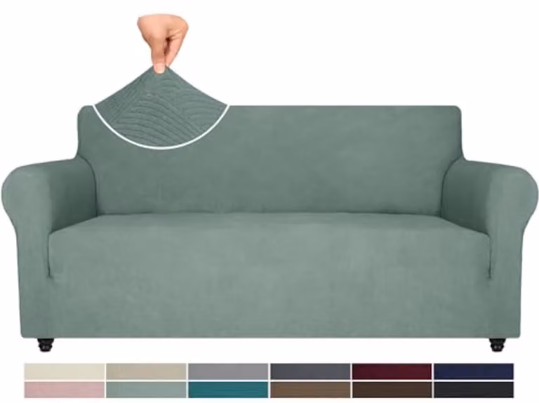 Lichtgroene Stretch Bankhoes voor 3 Zits Bank - Elastische en Krasbestendige Sofahoes met Antislip Schuim