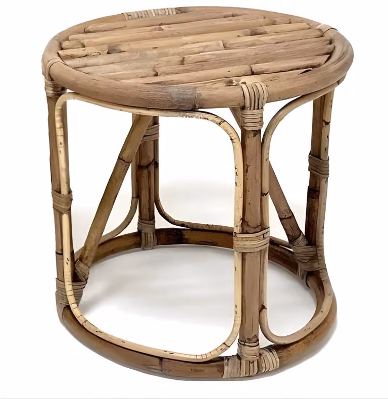 Van der Leeden Papasan bijzettafel - Bruin - Rotan - B: 40 cm, H: 40 cm