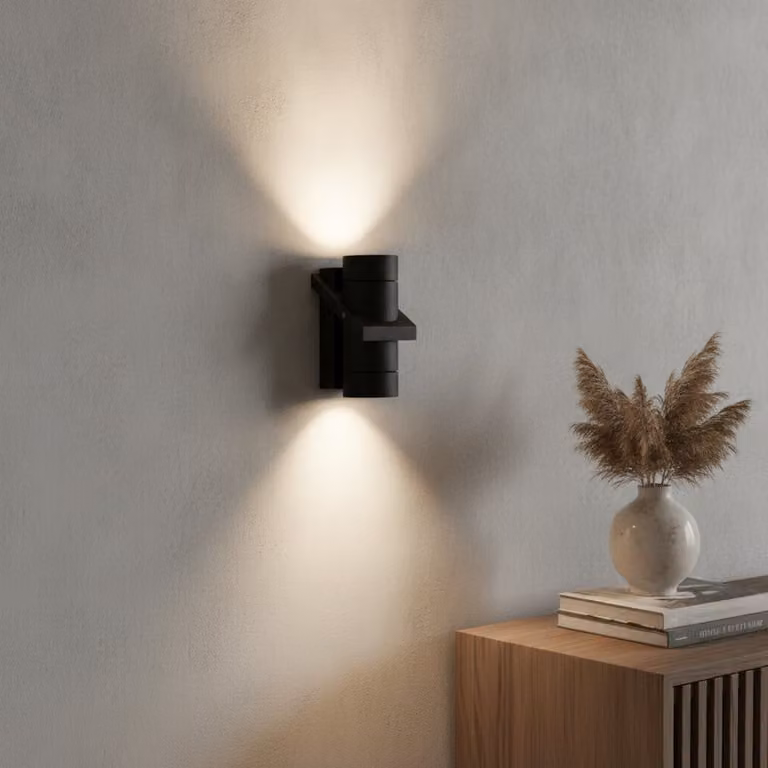 Artdelight Wandlamp Double Up/Down zwart aluminium 16 x 8,5 cm
