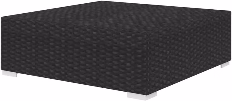 Weerbestendige polyrattan voetenbank met kussen voor in de tuin of op het terras, B/D/H: 70 x 70 x 26 cm