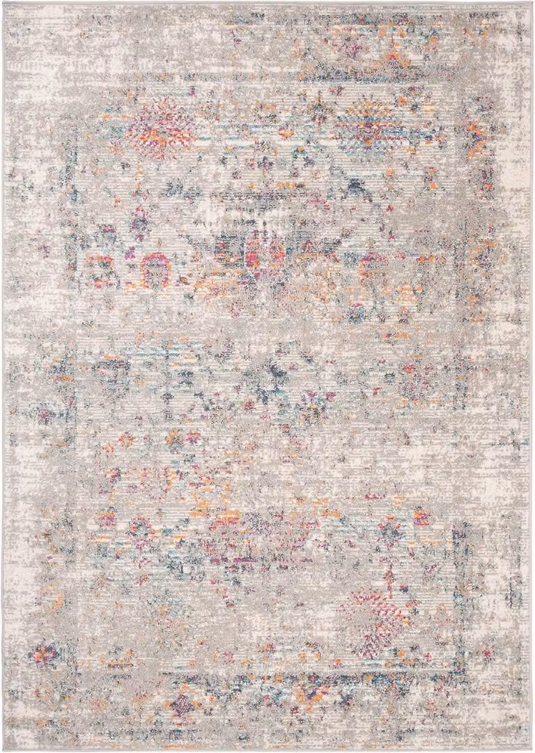 Abstract Vintage Oosters Vloerkleed Grijs Polypropyleen B/D: 80 x 150 cm