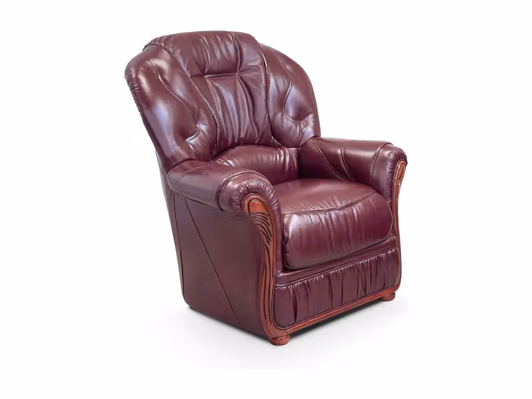 Fauteuil Daphne van 100% buffelleer in bordeauxrood